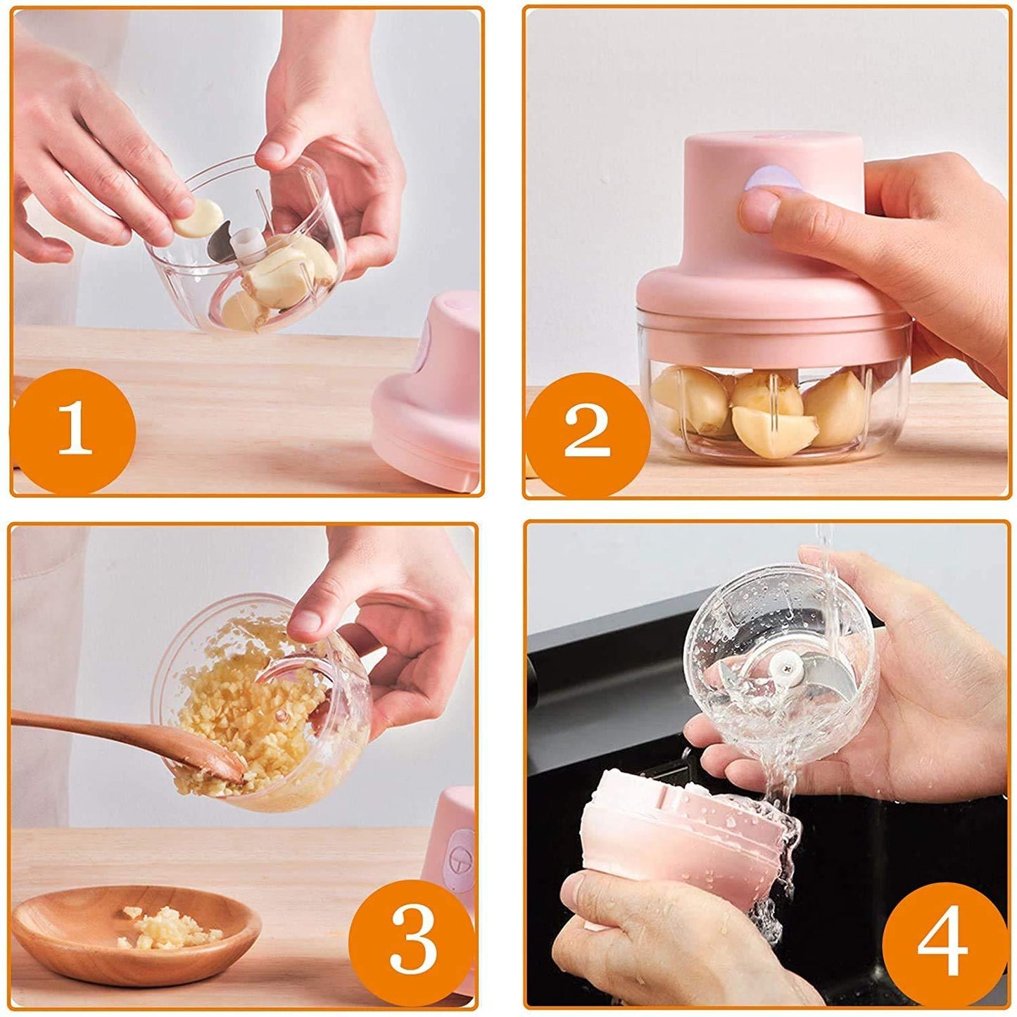 Mini Chopper-Portable Cordless Electric Mini Garlic Chopper