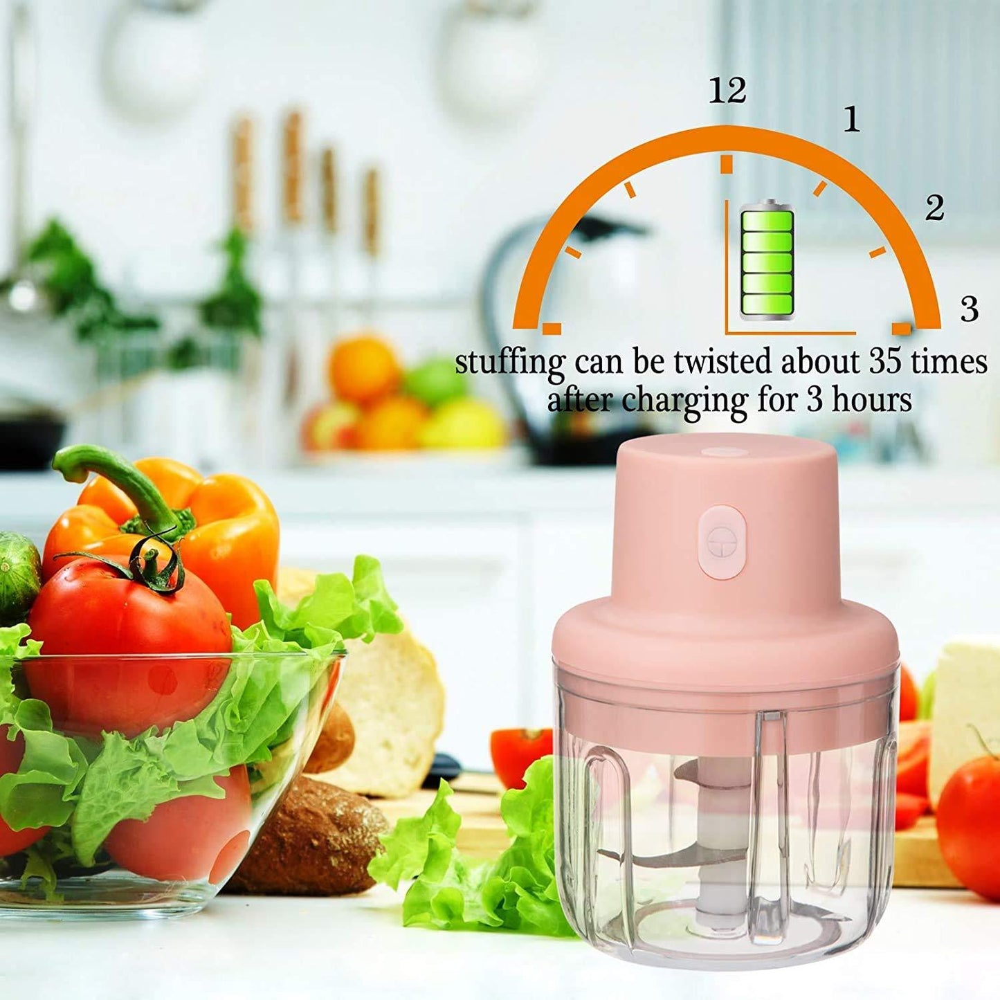 Mini Chopper-Portable Cordless Electric Mini Garlic Chopper