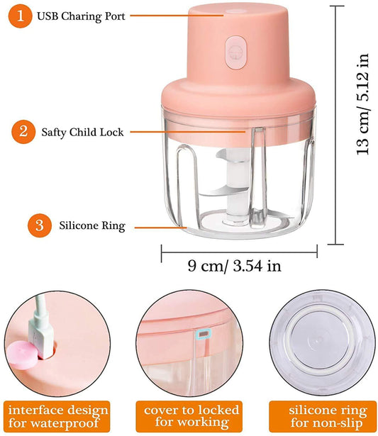 Mini Chopper-Portable Cordless Electric Mini Garlic Chopper