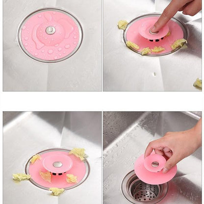 CREATIVE 2-IN-1 SILICONE SEWER SINK SEALER COVER DRAINER (MULTICOLOR)