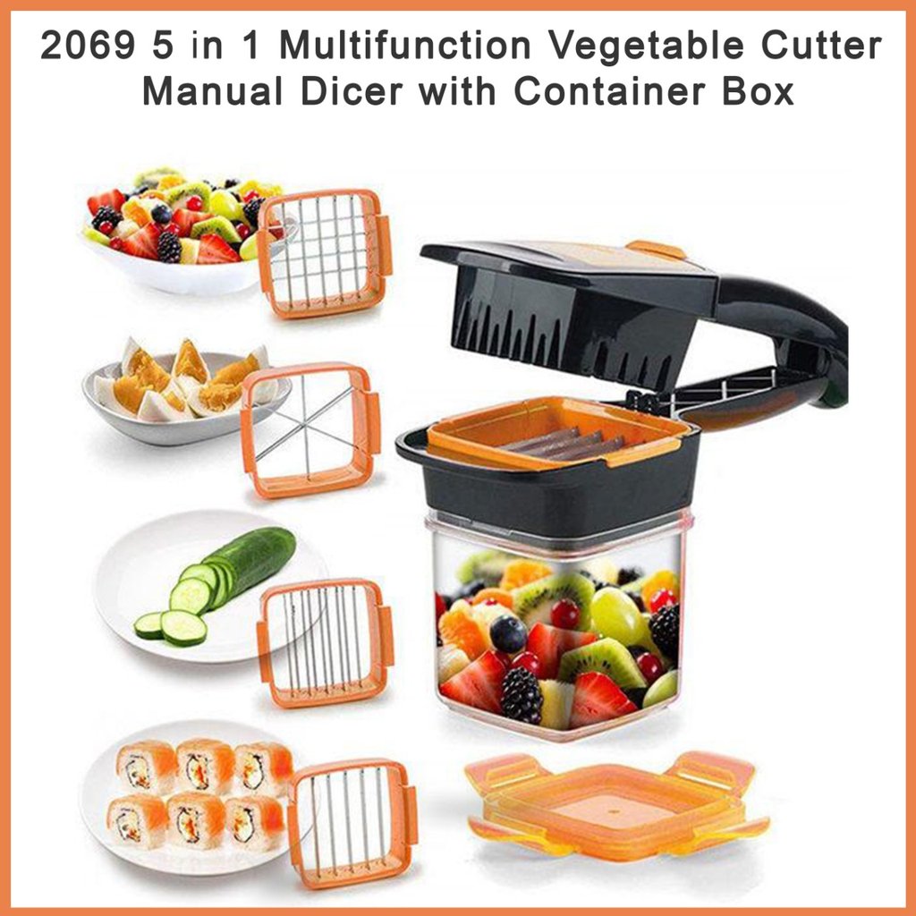 5 in 1 Multifunction Vegetable Cutter Manual Dicer with Container Box
