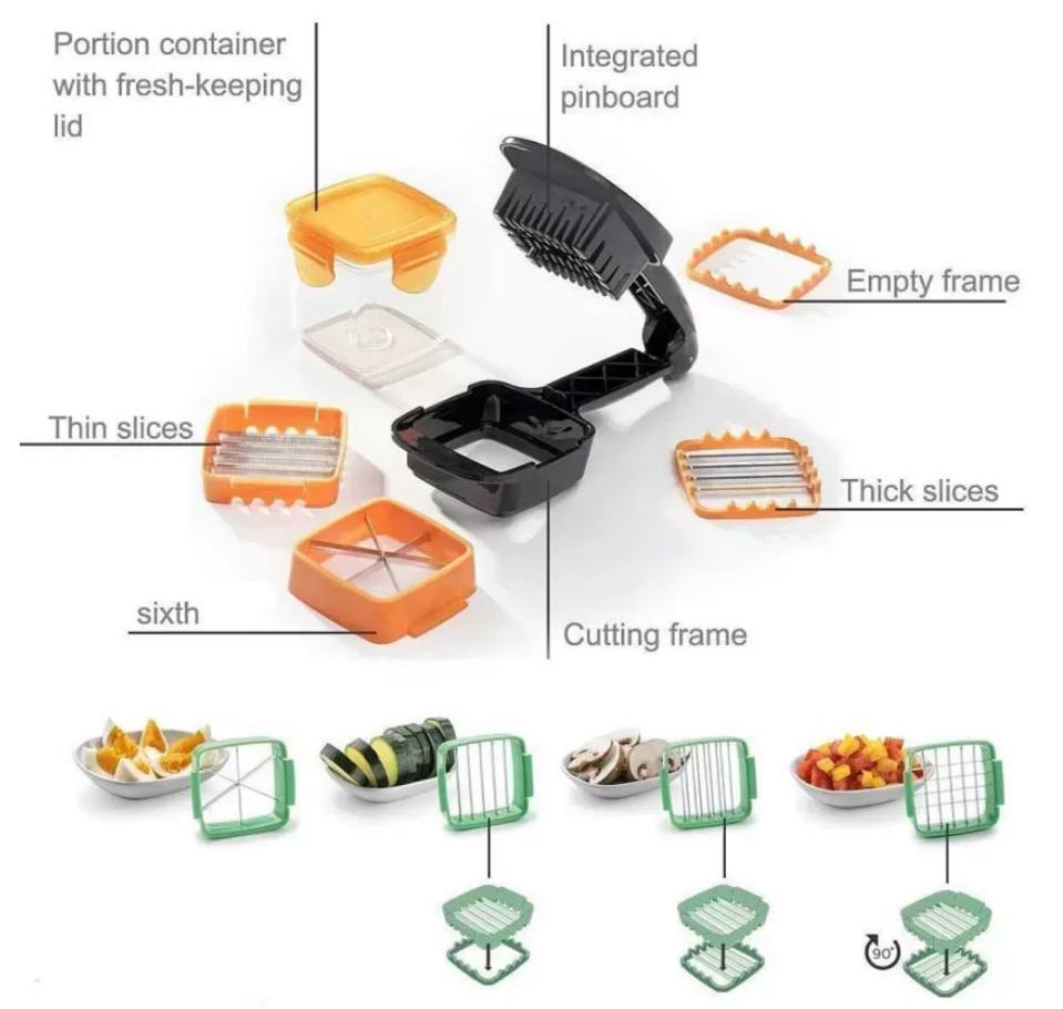 5 in 1 Multifunction Vegetable Cutter Manual Dicer with Container Box
