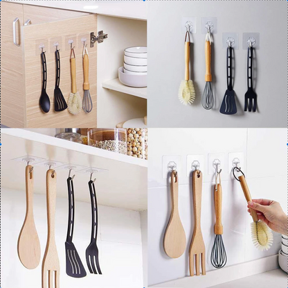 ADHESIVE STICKERS ABS PLASTIC + STEEL HOOK HANGER (SET OF 20 PCS)