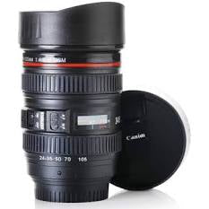 Camera Lens Shaped Coffee Mug Flask With Lid